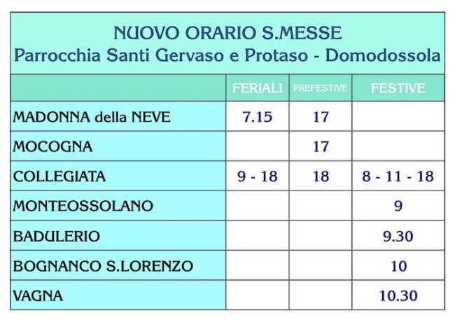 Orario Nuovo S.Messe 2018 19