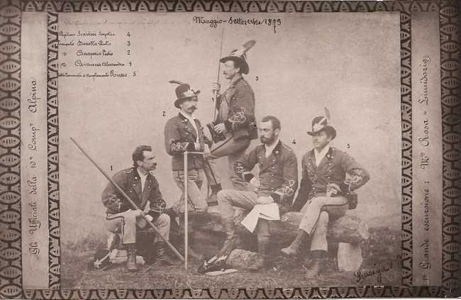 Ufficiali 10 compagnia Alpina di stanza alla caserma del Calvario 1873