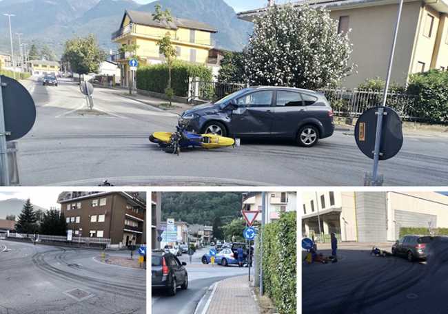 auto moto rotonda incidente