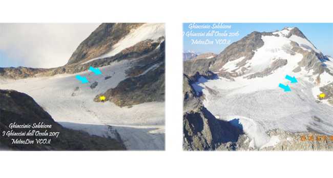 ghiacciaio sabbioni differenze ritiro 17