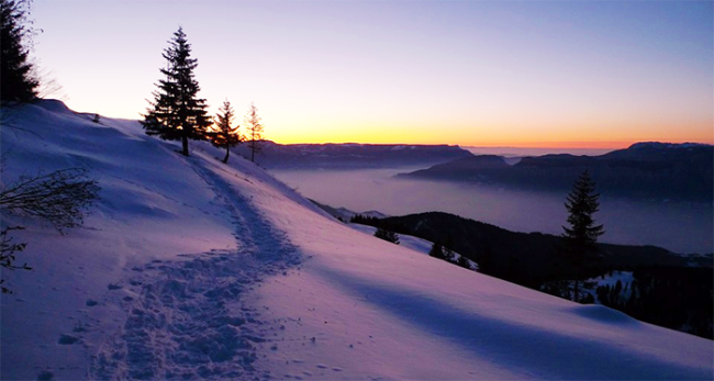 neve tramonto cielo