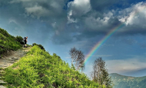 parco val grande arcobaleno sentiero uomo