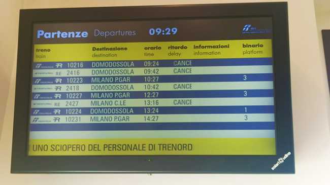 sciopero treni orario