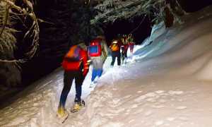 soccorso notte neve ciaspole