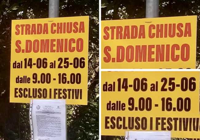 strada chiusa sandomenico cartello