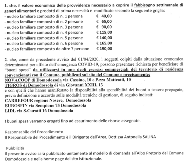 tabella buoni comune