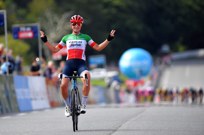 Elisa Longo Borghini in gara in Belgio