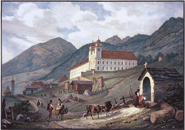 Il monastero benedettino di Disentis in una stampa dell800