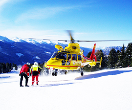 corta elicottero soccorso neve