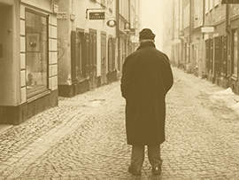 b anziano spalle strada pave