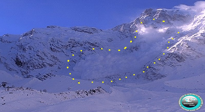 Valanga sul Monte Rosa, fronte di oltre 100 metri