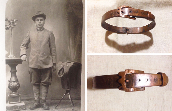 Il bracciale di Trench art (o arte di trincea) di Vincenzo Borri della prima guerra mondiale