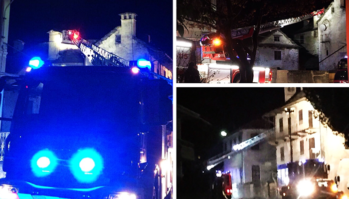 Incendio ad un camino nel centro di Pieve Vergonte