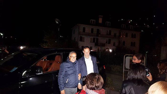 Il mister della Juventus Massimo Allegri alla Fabbrica per Ambra Angiolini