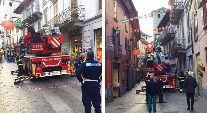 Camino pericolante in via Briona: strada chiusa, ci pensano i vigili del fuoco