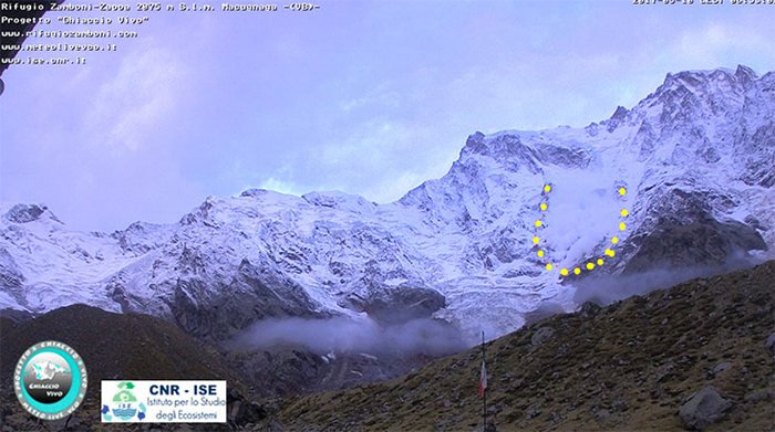 Prima valanga sul Monte Rosa, è caduta l'11 settembre. Guarda il Video