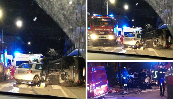 Grave incidente a Domo, auto sul fianco, estratti feriti dalle lamiere