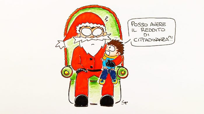 Un'insolita richiesta a Babbo Natale nella nuova vignetta di Sapo 
