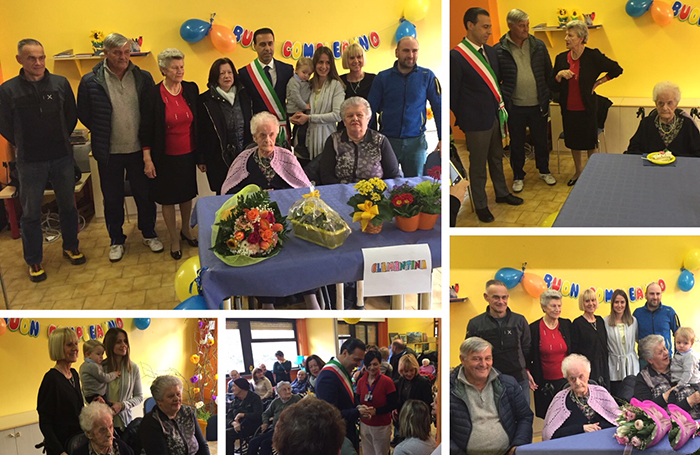 Festa a Domo per i 105 anni di Maria Bacchetta, con lei cinque generazioni. Foto e video