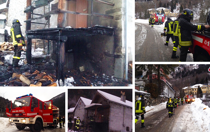 Incendio ad una casa a Baceno. Foto
