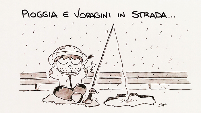 Le "buche" nelle strade, nuova vignetta di Sapo