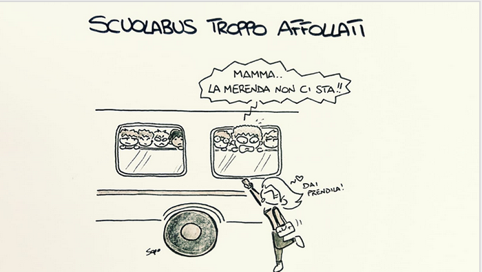 Le condizioni dei trasporti per gli studenti, nuova vignetta di Sapo