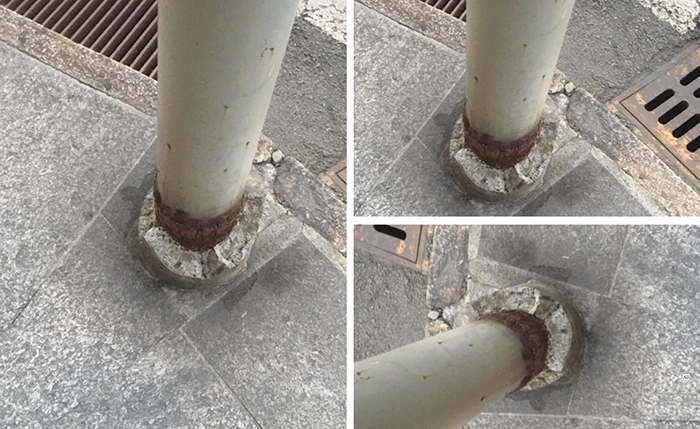 Palo della luce a rischio in piazza a Domo