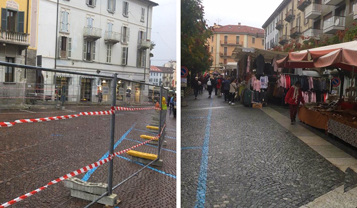 Via ai lavori di pavimentazione in centro a Domo, parte del mercato spostata