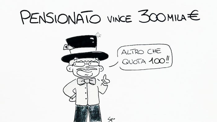 Pensioni e gratta & vinci: la nuova vignetta di Sapo 