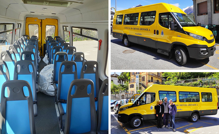 Nuovo pulmino per il trasporto scolastico a Crevola: 32 posti, più 2 di servizio